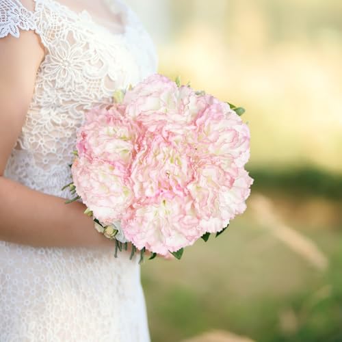 IPOPU Artificial Carnations,6PCS Real Touch Gradient Pink Artificial Flowers 20'' Long Stem Fake Carnations for Tall Vase Home Wedding Party Table Centerpieces Decor (Gradient Pink) - color: Gradient Pink