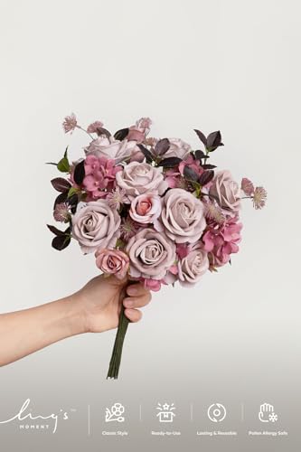 Ling's moment Artificial Greenery Stems Box Set, Faux Greenery Picks for DIY Bridal Bouquets Wedding Floral Arrangement Table Centerpieces, Shabby Blush & Mauve - color: Filler Flower Combo- Shabby Blush & Mauve