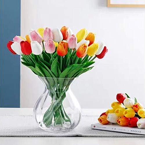 Artificial Tulips 12Pcs Real Touch Fake Tulips PU Flower Arrangement Bouquets for Home Party Decoration (Colorful) - color: Colorful