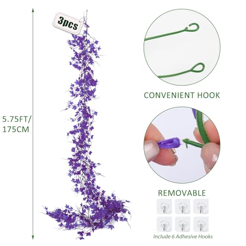 RECUTMS Artificial Ivy Wall Leaves Greenery Garland Enchanted Forest Decorations House Decor Fake Ivy Leaves Fake Vines for Bedroom Home Garden Trellis Fence Balcony Wedding Decor(Pure Purple) - color: Pure Purple, size: Ivy Garland