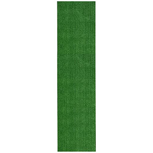 Ottomanson Artificial Grass Outdoor Runner Rug 2'7" x 10' – Waterproof Astro Turf with Drainage Holes – Patio & Lawn Decoration, Easy-Clean Dog Grass Mat - size: 10-ft