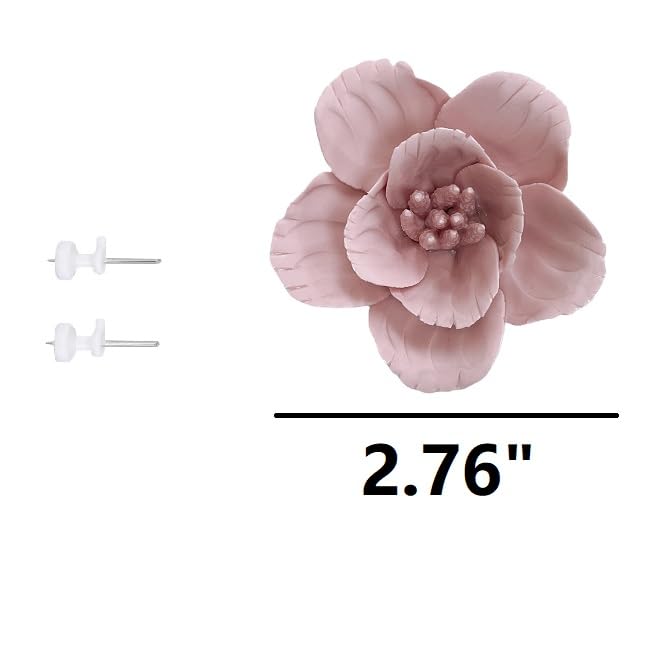 Ceramic Flower Wall Art, Artificial Flower Wall Sculpture，Handcrafted 3D Hanging Porcelain Flowers ,3D Wall Hanging Decor ,Porcelain Flower Wall Décor for Home，Hallway，Kitchen，Office (Pink,Cherry Blossoms, 2.76") - color: Pink,Cherry Blossoms, size: 2.76"
