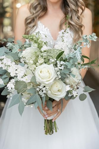White Delphinium Artificial Flowers 5 PCS, 38.5" Tall Flowers for Floor Vase White Delphinium Realistic Artificial Snapdragon for Wedding Centerpiece for Table Home Decor Indoor - color: White