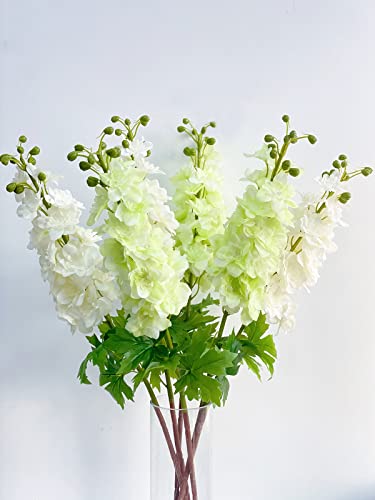 YalzoneMet 3Pcs Light Green Delphinium Artificial Flower Long Stem for Tall Vase 31.5'' Real Touch Fake Larkspur Latex Big Delphinium for Home Decor Floor Vase Flora Table Centerpiece - color: Light Green