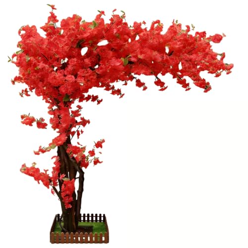 10FT Large Artificial Cherry Blossom Trees Red for Home Decor Indoor Outdoor,Arbol De Cerezo Artificial Grande,Faux Fake Cherry Blossom Tree for Garden Party Wedding - color: Red, size: 10x8.2ft