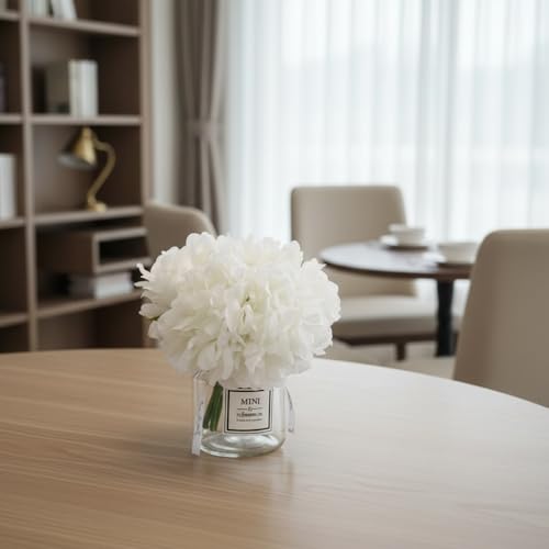LADADA Artificial White Peony Flowers in Vase,Wedding Bathroom Home Table Decor - color: White Peony
