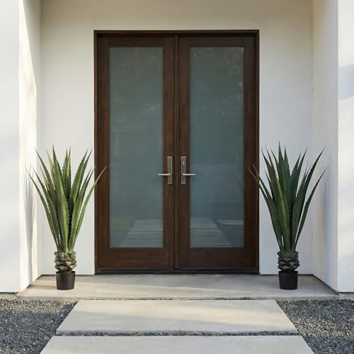 Pure Garden Giant Agave Fake Plant - 52-Inch Faux Succulent with Pot - Modern Artificial Trees for Home Decor Indoor and Outdoor Blend Southwestern Style