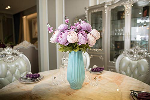Fule 2 Pack Large Artificial Peony Silk Flower Bouquets Arrangement Wedding Centerpieces (New Purple) - color: New Purple X2