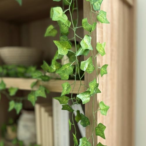 CQURE 14 Pack 98Ft Artificial Ivy Garland,Ivy Garland Fake Vines UV Resistant Green Leaves Fake Plants Hanging Vines for Home Kitchen Wedding Party Garden Wall Room Decor