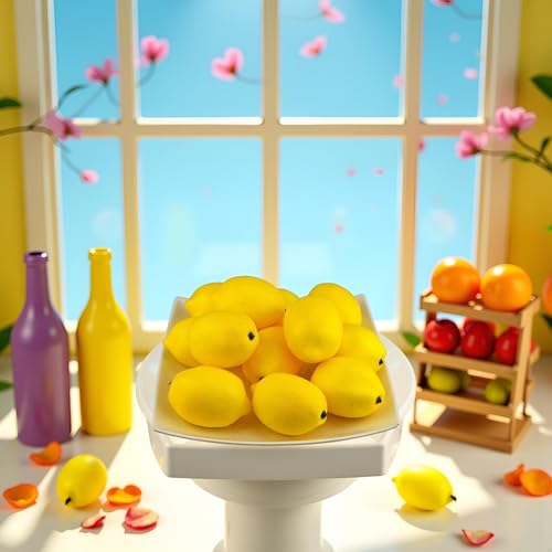 6Pcs Yellow Artificial Lemons,Fake Fruit for Party Christmas Kitchen Home Lifelike Wedding Beverage Shop and Fruit Store Simulation Decoratio,Artificial Plants Flowers and Fruit