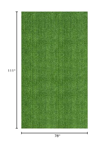 Sweethome Meadowland Collection Indoor and Outdoor Green Artificial Grass Turf Area Rug 6'6" X 9'3" Green Artificial Grass/Pet mat with Rubber Backed - color: Green Turf, size: 6'6" x 9'3" (Rectangular)