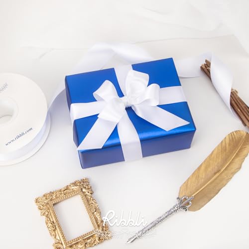 Ribbli Double Faced White Satin Ribbon,1” x Continuous 25 Yards,Use for Bows Bouquet,Gift Wrapping,Floral Arrangement - color: White, size: 1 inch
