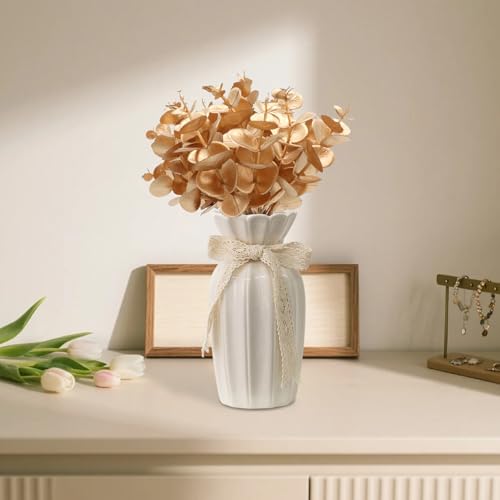 24 Pcs Artificial Eucalyptus Leaves Eucalyptus Garland Faux Greenery Stems for Flower DIY Home Decorative Bouquet, Gold - color: Gold