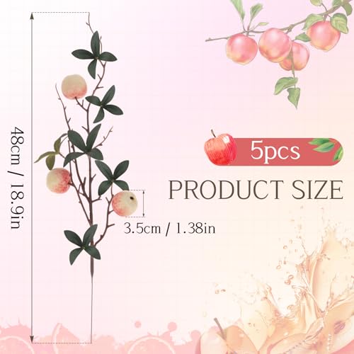 Gresorth 5 Pcs Fake Mini Apple Branch Decoration Artificial Apples Fruit Plant Bouquet Model Plastic Realistic Vivid Pink Apples Imitation Christmas Thanksgiving - color: Small Apple Branch