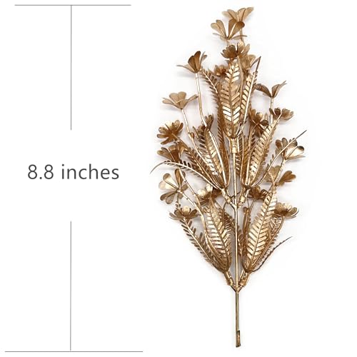 Artificial Golden Plants Decor, Fake Glitter Clover Stem Plastic Flowers Faux Simulation Good Luck Grass Stems Twigs for Wedding Picks Decoration DIY Wreath Crafts Christmas Tree Filler - Gold 10 Pcs - color: Gold Four Leaf Clover - 10 Pcs