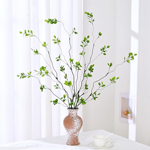 Waipfaru 4PCS Artificial Ficus Branches for Vase, Faux Greenery Stems for Vase Filler, 47in Realistic Flexible Eucalyptus Stems Fake Artificial Twig Plants Indoor Home Tables Centerpieces Office Decor - size: 4 Pcs