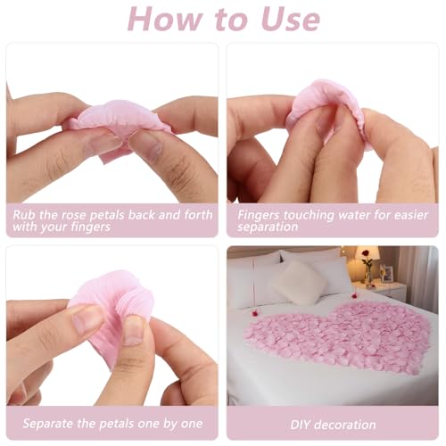 1000 Pcs Rose Petals Artificial Silk Flower Petals Romantic Decorations for Wedding Engagement Birthday Event Anniversary Party Backdrop Supplies Pink - color: Pink
