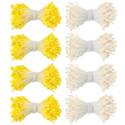 1600Pcs Stamens for Flower Making, Handmade Artificial Flower Stems, Double Heads Floral Stamen for Flowers Making, Crafts, Wedding Bouquet, Scrapbook Decoration