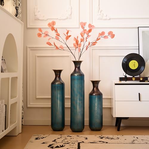 Floor Vase Set of 3, 28.4/24.4/20.4in Aqua Blue Tall Vases, Modern Decor Large Standing Vases for Living Room, Hallway, Office, Kitchen & Farmhouse Decoration - color: Floor Vases Aqua Blue