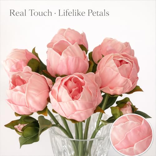 Artificial Peony Flowers 6 Pack 14 Inch Shabby Chic Pink Real Touch Latex Peonies for Spring Home Decor, Dining Table Centerpieces, Wedding Bouquets & Party Arrangements - color: Shabby Chic Pink