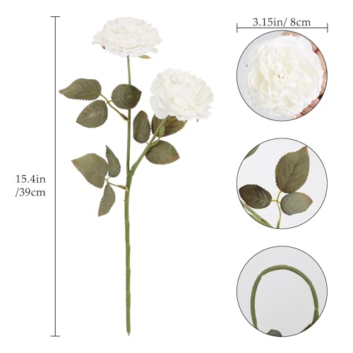 White Artificial Roses Flowers- 8PCS Faux Vintage Roses Fake White Roses for Party,DIY Wedding Bouquet, Table Centerpiece, Home Decor - color: White