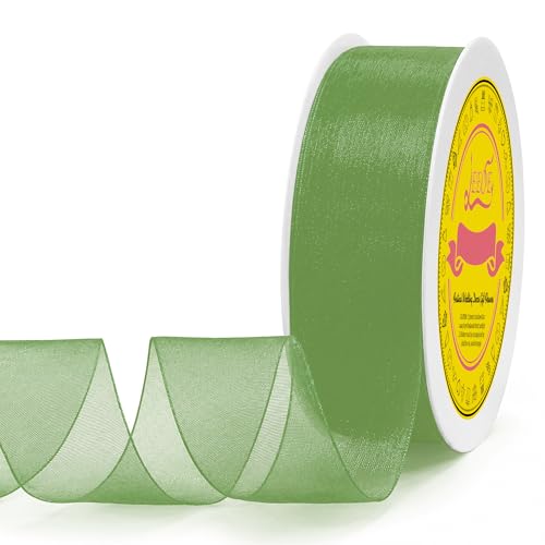 Light Green Organza Ribbon 1-1/2 inch x 50 Yards Sheer Chiffon Ribbon for Gift Wrapping Wedding Invitations Party Decoration Bridal Bouquets Crafts - color: Light Green, size: 1-1/2" X 50 Yards