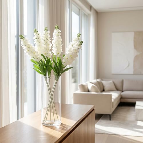Set of 6 Stems 32" Artificial Antirrhinum Snapdragon Silk Flowers (White) - color: White