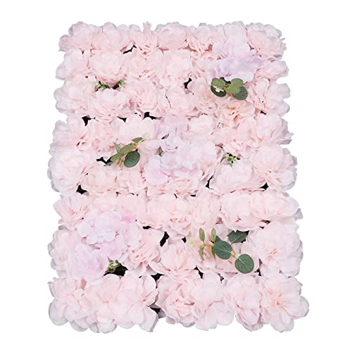 6 Pcs Artificial Flower Wall Panels 3D Flower Background Panel for Wall, 60x40cm Wedding Flower Decorations Wall Silk Rose Panels for Party, Nail, Photo Areas, Stage Background (Light Pink) - color: 6pcs, Light Pink