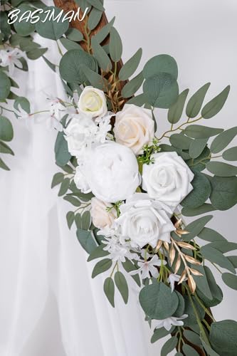 Arch Flowers (Pack of 2) for Wedding Ceremony Arbor and Reception Backdrop Decoration Wedding Welcome Signs Floral Birthday Party Decoration - color: White