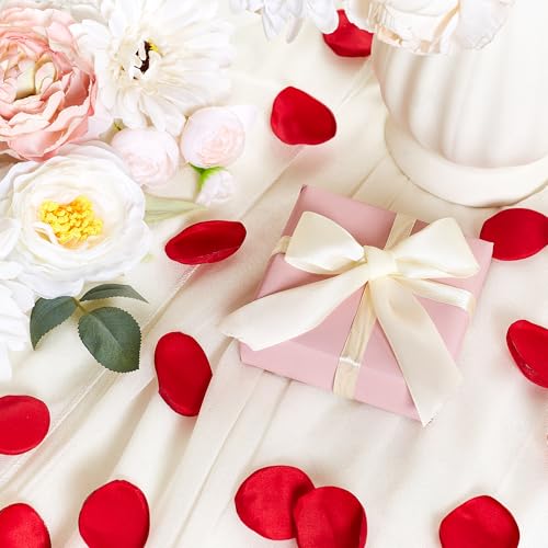 SITUMEIZI 400PCS Fake Red Rose Petals Artificial Silk Flower Red Petals for Wedding for Her Set Romantic Night, Valentine's Day, Proposal Anniversary Decorations - color: Red