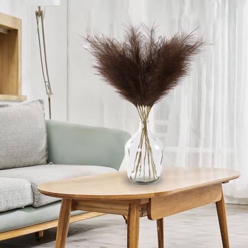 12 Pcs Dark Brown Faux Pampas Grass Decor 38"/3.1FT Tall Fake Pompas Floral Large Artificial Pompous Grass Branches Plants for Floor Vase Filler Home Boho Decoration - color: Dark Brown