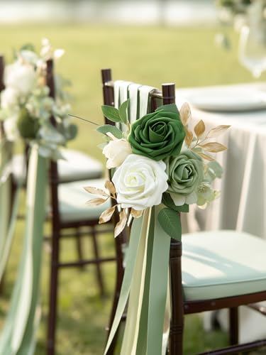InnoGear Artificial Flowers, 50 Pcs Shades of Forest Green Rose Foam Fake Roses Bulk with Stems for Spring St. Patrick's Decoration DIY Wedding Bouquets Centerpieces Bridal Shower Party - color: Shades of Forest