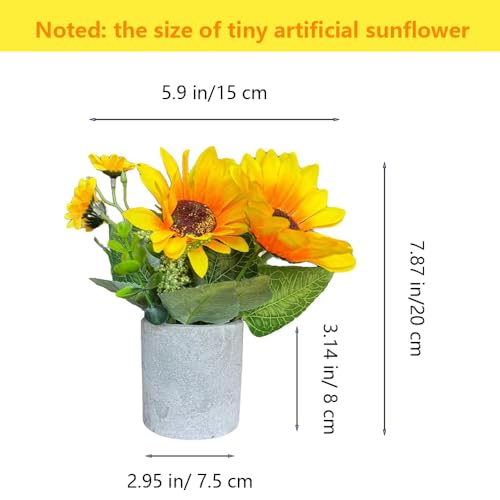 HappyFiller 1 Pack Spring Summer Decoration Artificial Sunflowers Potted Fake Flower in Paper Pulp Pot for Home Office Kitchen Bathroom Table Bookshelf Decor,Wedding Centerpieces,Farmhouse,5 Branches - color: Flower