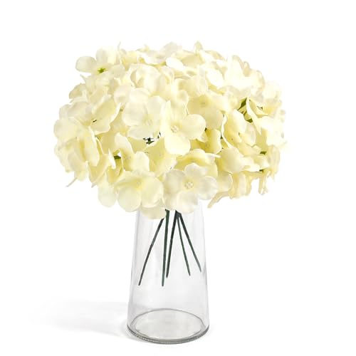 Auihiay 64pcs Silk Hydrangea Artificial Flowers, Champagne Artificial Hydrangea Flowers with Stems, Full Hydrangea Flowers for Wedding Centerpieces, Home, Garden, Party Decoration (Champagne) - color: Champagne