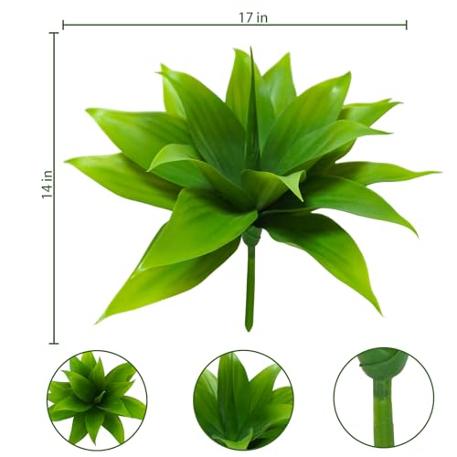 Agusbagli 2pcs Succulents Plants Artificial Aloe Plant, 14in Large Real Touch Succulents Unpotted Faux Agave Greenery Plants for DIY Home Wedding Garden Office Outdoor Decoration - color: Green