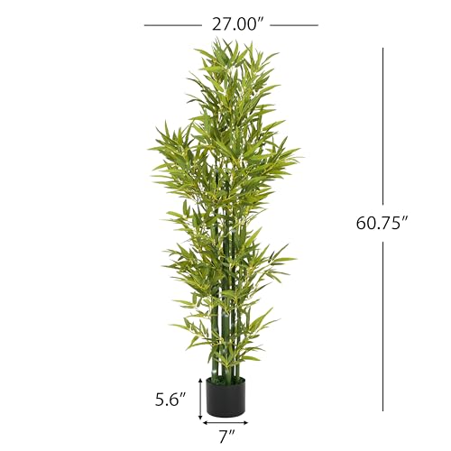 Christopher Knight Home Alene Set of 2 60.75''H Artificial Tree Indoor, Artificial Bamboo Tree with Nursery Pot, Faux Tree with Black Plastic Pot for Living Room, Artificial Plant for Home Decor,Green - color: Green/60.75''h