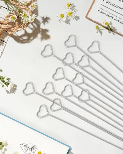 30Pcs Floral Card Holder Picks - Wire Place Card for Wedding - Metal Photo Picture Clip - Table Name Number, Memo Note for Flower Arrangement, Baby Shower, Party Decorations - color: Silver, size: Heart