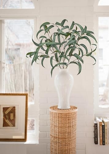 Faux Eucalyptus Stems Willow Eucalyptus Leaves 34” Long Fake Salix Leaves 3 Pcs Artificial Greenery Stems for DIY Bouquet Arrangements Centerpieces Shower Decorations-Artificial Eucalyptus Stems - color: We Green, size: 3Pcs