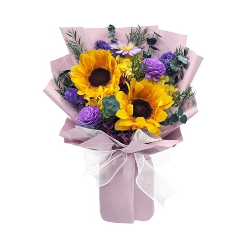 VTJMB Flowers for Delivery Prime Tomorrow, Preserved Flower Bouquet with Box, Birthday Dried Flowers Gift for Women, Mothers Day Gifts for Mom, Wife, Grandma, Friends - color: Sunflower