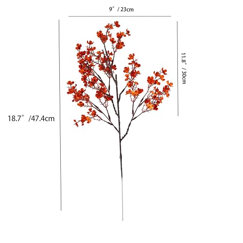 ONLY ART Burnt Orange Silk Baby’s Breath Flowers – 6 Bundles, 18.7" Faux Florals with Flexible Stems for New Year and Valentine's Day Elegant Home, Wedding & Event Décor - color: Burnt Orange