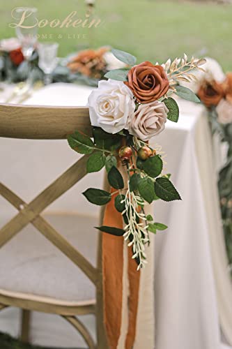 Lookein Pew Flowers for Wedding Ceremony Chair Decorations Set of 8 Aisle Decorations Bench Decoration Wedding Aisle Chair Decoration, Rustic Terracotta - color: Rustic Terracotta