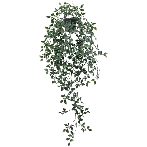 Fake Hanging Plant with Pot Small Artificial Potted Vine Plants 28.7-in Long Faux drooping Foliage Plants for Shelf Home Office Indoor Outdoor Garden Greenery Decor (Black Pot) - color: Mandala