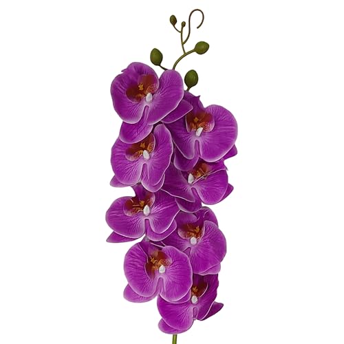 ATFL 8 Pack Purple Orchid Artificial Flowers Real Touch, 32'' Artificial Fake Faux Silk Orchid Stem Bouquets for Wedding Party Home Garden Decor,Orquideas Artificiales para Decora (excluding The Pot) - color: Purple