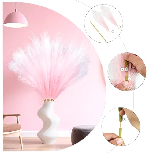 TORONTOKYO 8Pcs Pink Faux Pampas Grass Tall Decor, 35.4” Fluffy Artificial Pompous Grass Branches, Large Pampas Grass Reed Stems for Floor Vase Filler, Wedding, Baby Shower, Home and Boho Decor - color: Pink, size: 35.4inch-8Pcs