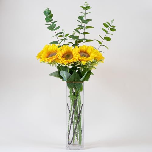 Sunflowers Artificial Flowers with Golden Yellow Long Stem Artificial Flower 10 Pcs for Home Decoration,Spring Easter Flowers,Wedding Arrangement(Golden Yellow)