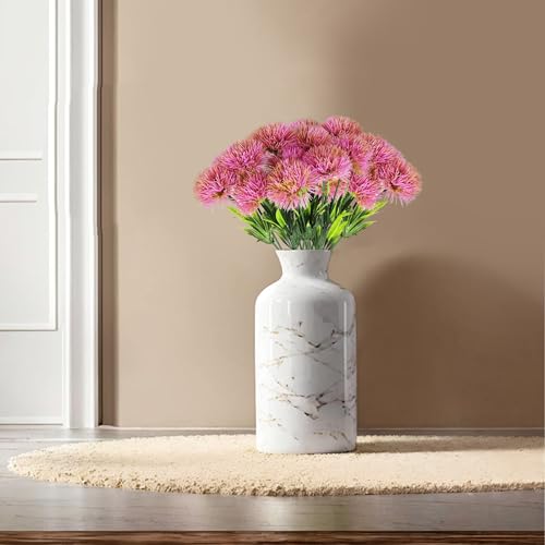pson 10Pcs 11 Inch Artificial Dandelion Flowers, Faux Plastic Bouquets Shrubs for Home, Wedding, Garden, Party, Indoor/Outdoor Decoration(Pink) - color: Pink