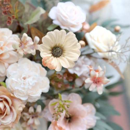 YYHUAWU Artificial Flowers Combo Set Fake Flower Leaf Box with Stems for DIY Wedding Bouquets Centerpieces Arrangements Baby Shower Party Home Decorations (Brown & Nude Color) - color: Brown & Nude Color