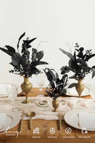 Ling's moment Artificial Greenery Stems Box Set, 36pcs with 8 Kinds of Faux Flowers Picks for DIY Bridal Bouquets Wedding Floral Arrangement Table Centerpieces, Black - color: Blk-black