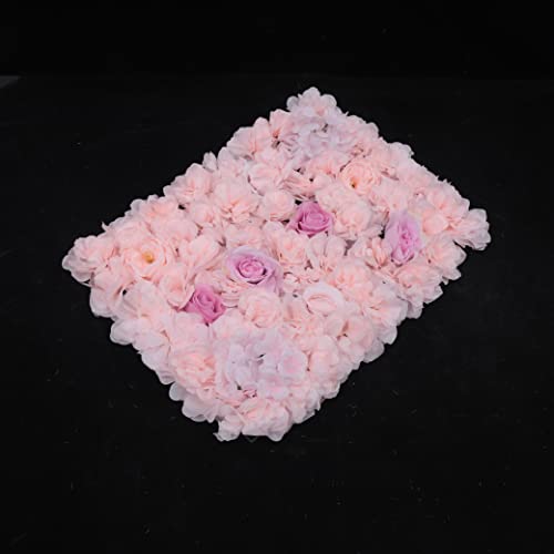 Gdrasuya10 4pcs Realistic Flower Wall Background Artificial Flowers Wall Backdrop Panel 3D Silk Rose Fake Flower Wall Panel Banquet Wedding Party Decor, Photography Background 60 x 40 cm - color: 4pcs, Rose + Light Pink