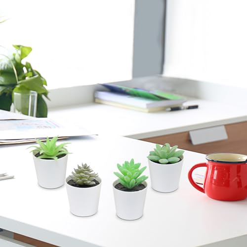 Uguisu Mini Fake Plants, Small Fake Succulents, Small Artificial Succulents, Plastic Plant Pot, Office Bathroom Farmhouse Room Decoration. (4/Velvet Green) - color: Velvet Green